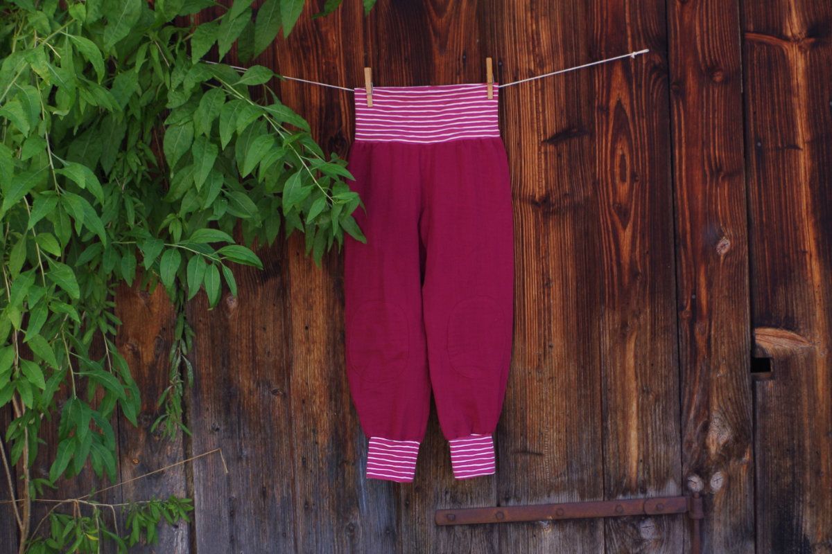 Hose aus Musselin Sommerhose für Kinder Farbe bordeaux
