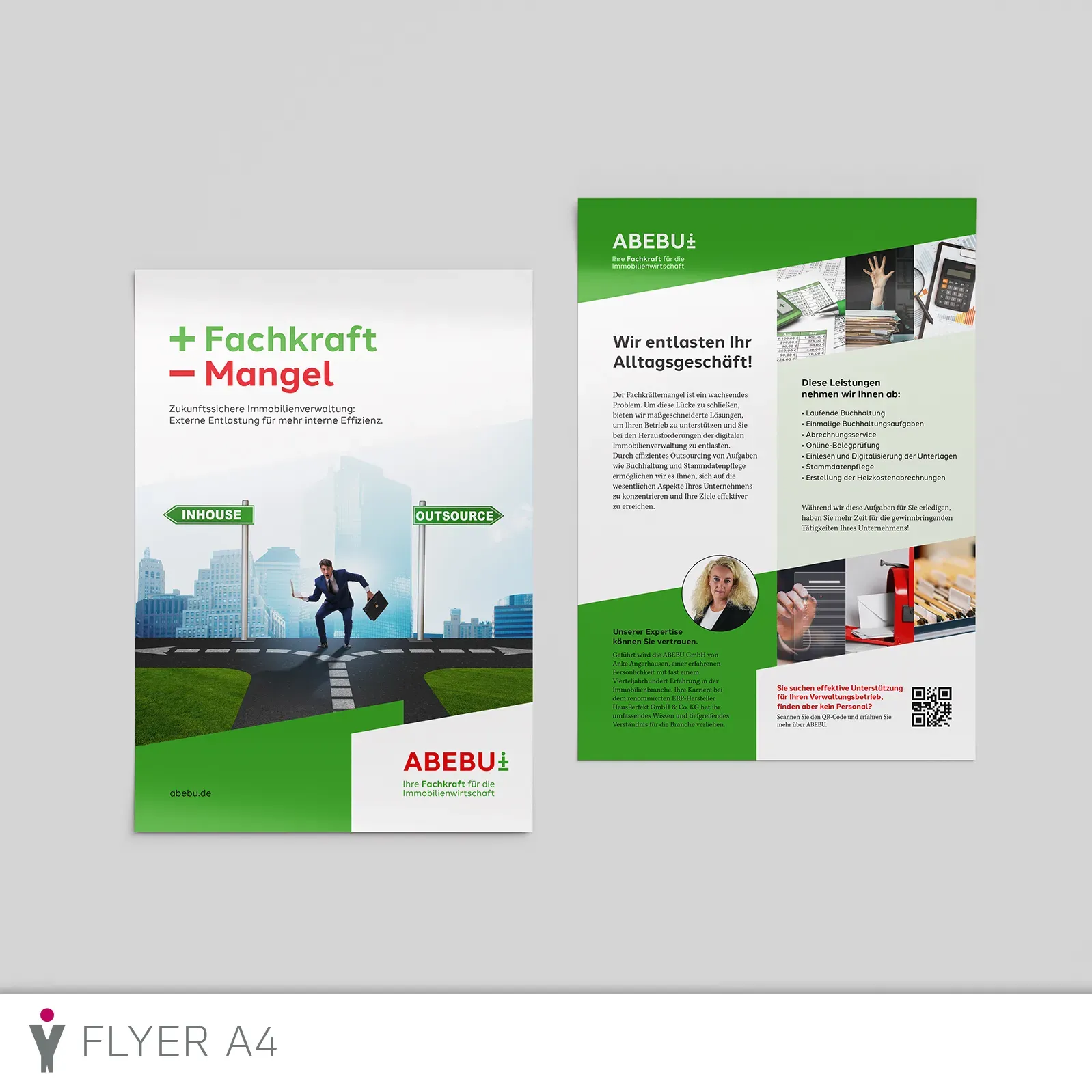 Flyer DIN A4 für die ABEBU GmbH