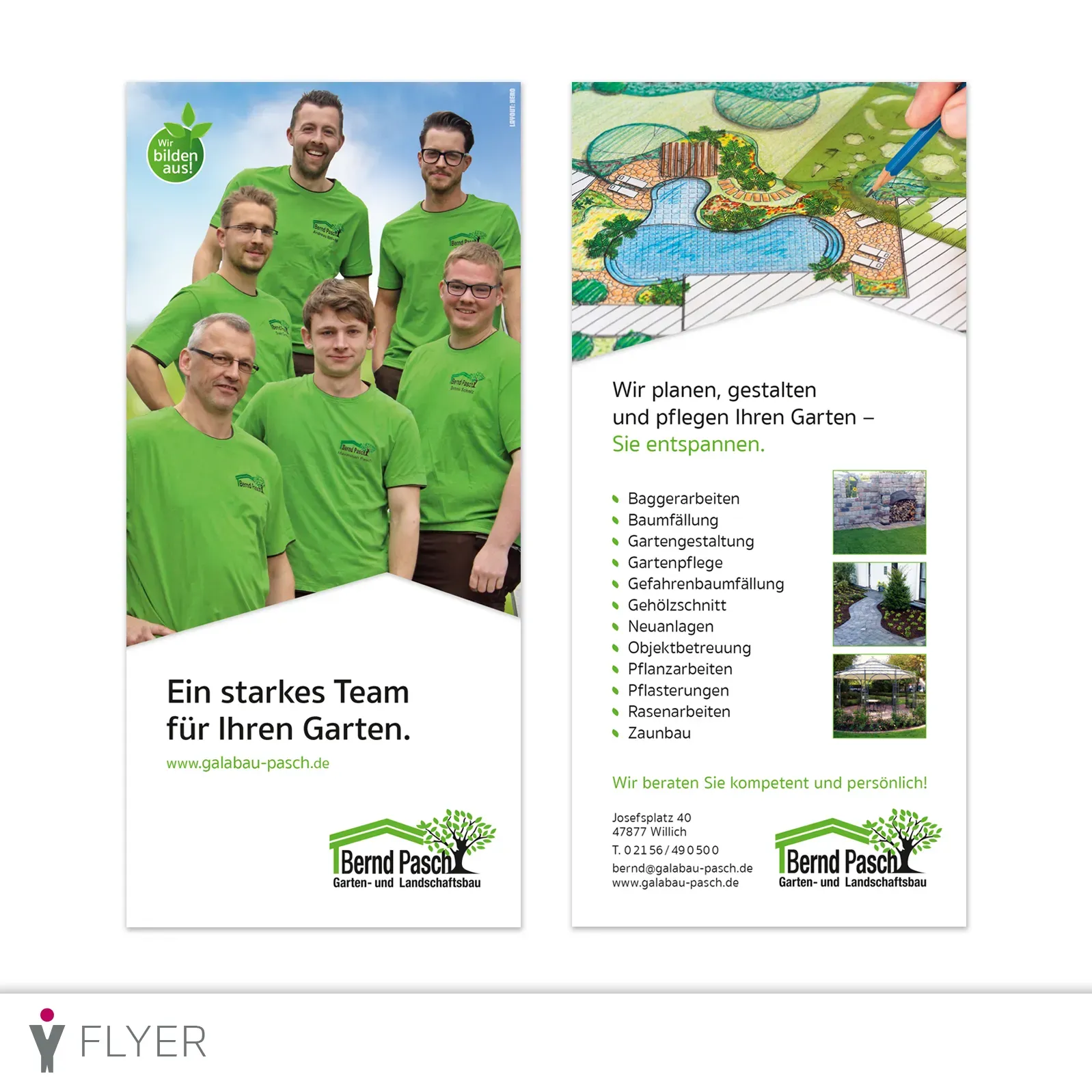 Flyer DIN lang für Bernd Pasch Garten- und Landschaftsbau