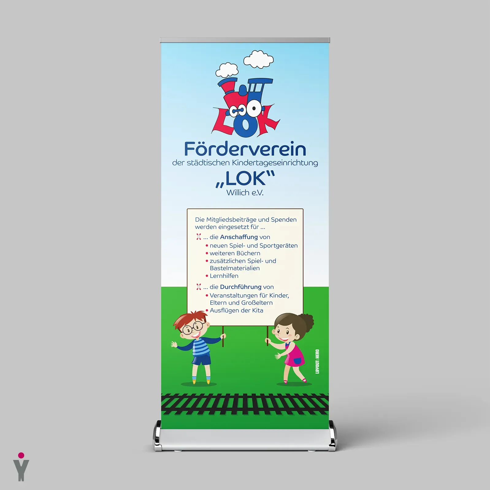 Roll-up-Banner für den Förderverein der Kindertagesstätte LOK in Willich-Anrath