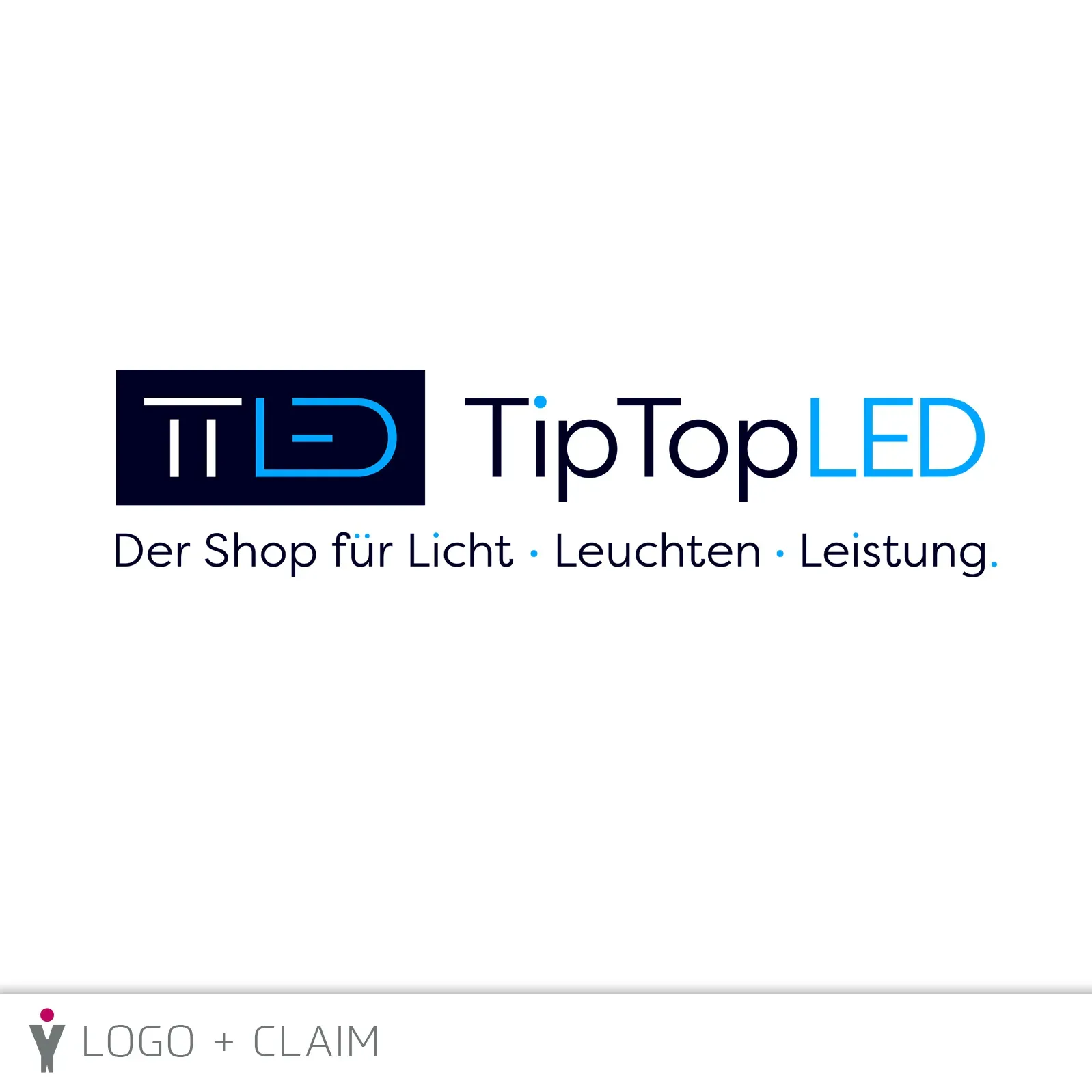 Logo und Claim für TipTopLED - Der Shop für Licht · Leuchten · Leistung, Michael Sauer