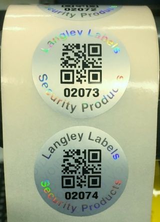 QR Codes Labels on a roll with hologram finish