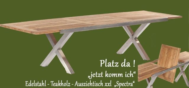 Ausziehbarer Gartentisch Spectra Edelstahl Teak Der Marke Sonnenpartner