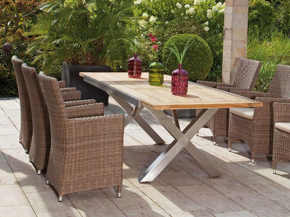 Ausziehbarer Gartentisch "Spectra" EdelstahlTeak der Marke Sonnenpartner