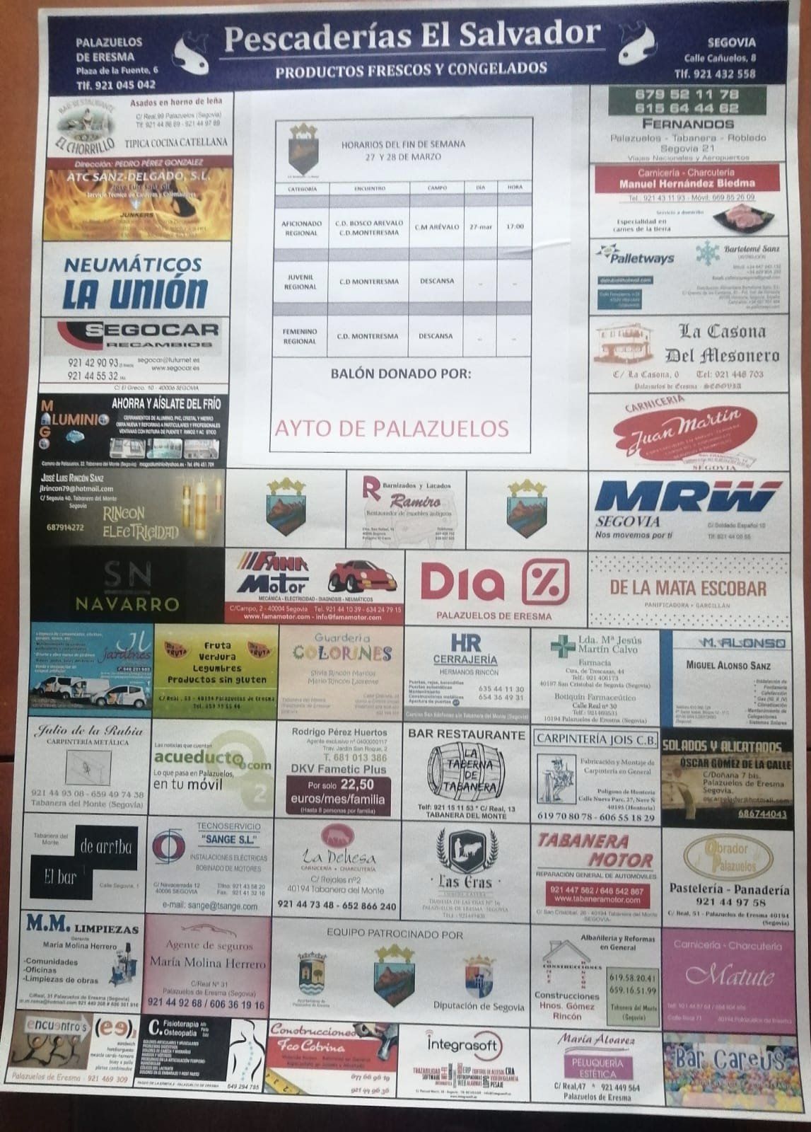 El Cartel Morado del Monteresma. Fin de semana 27 y 28 de marzo 2021