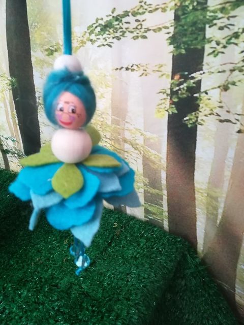 Whimsical Whispers Podlings wooden peg baby hand painted moss and seed pod