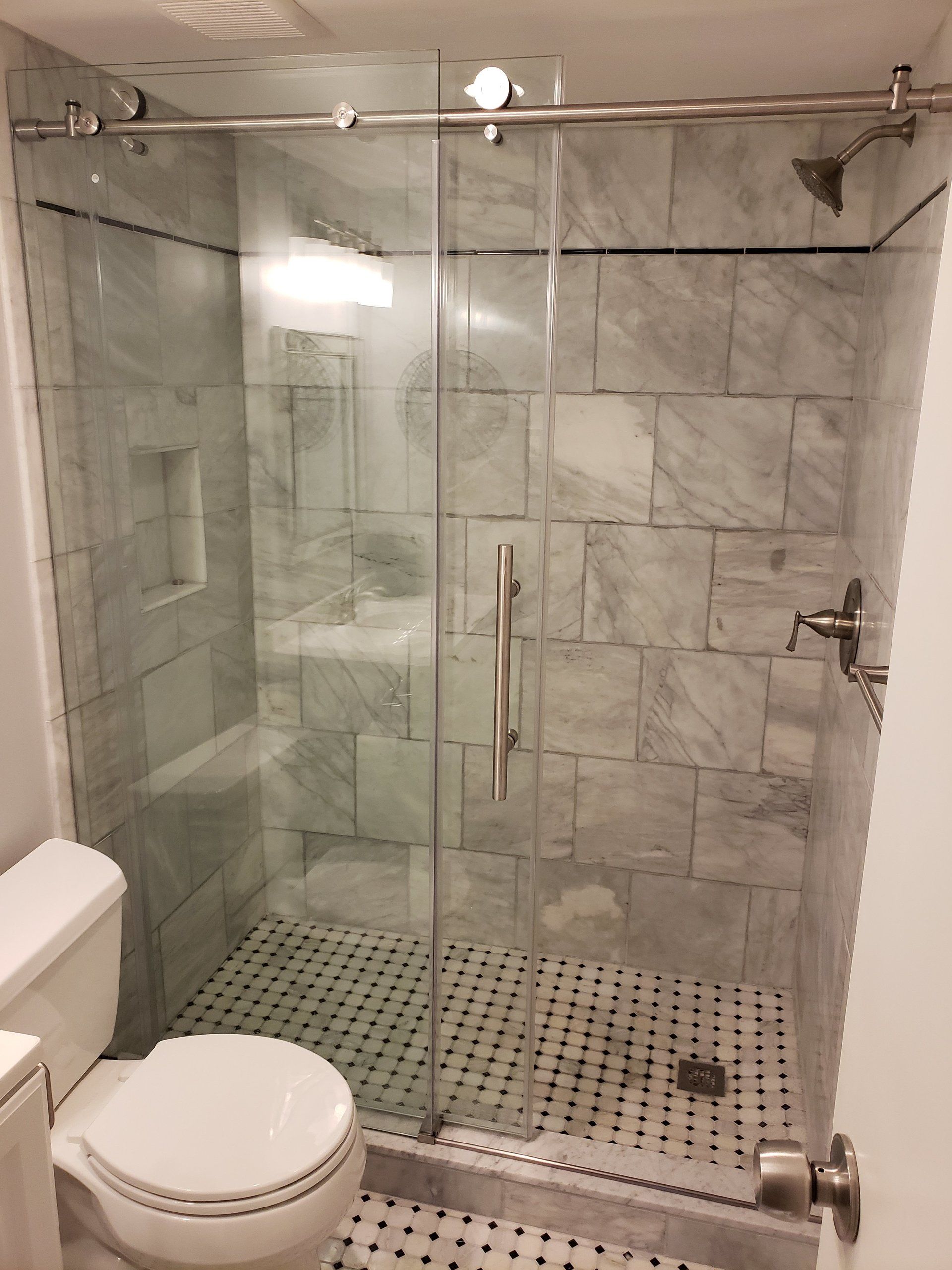 frameless sliding shower door installation bathroom remodel in jenkinwtown