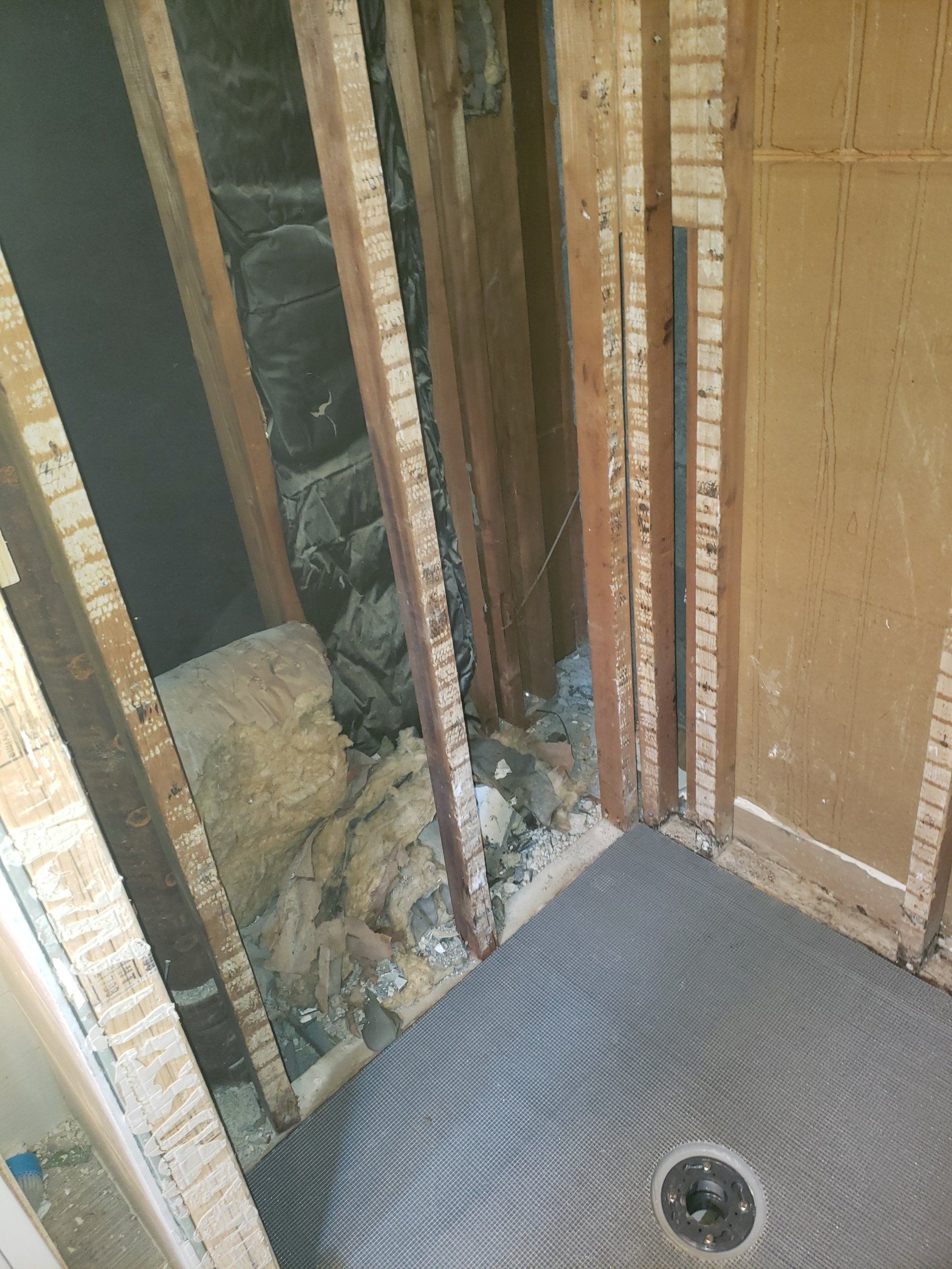 Before photo of Elkins Park shower expansion and remodel gutted existing shower and extra space for expansion