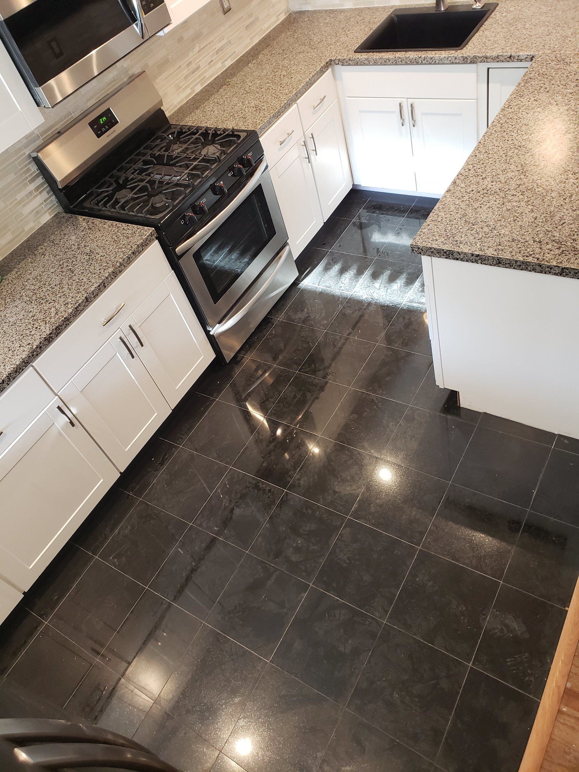 Cheltenham kitchen remodel granite floor tile
