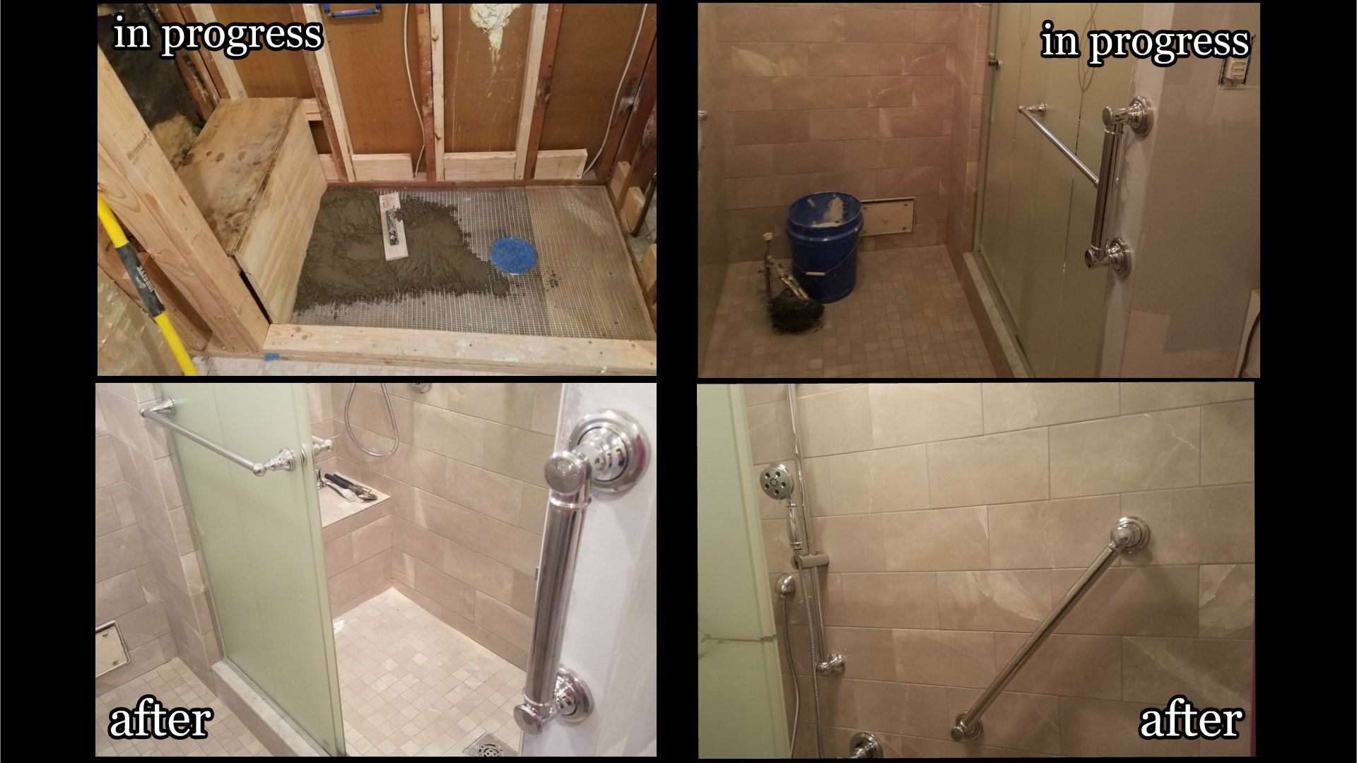 senior bathroom remodel shower conversion in philadelphia before/after collage