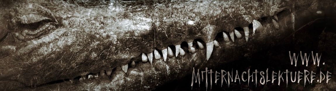 Header für Wolff Arvikas Internetseite www.mitternachtslektuere.de. Das Bild zeigt eine wahre Bestie.