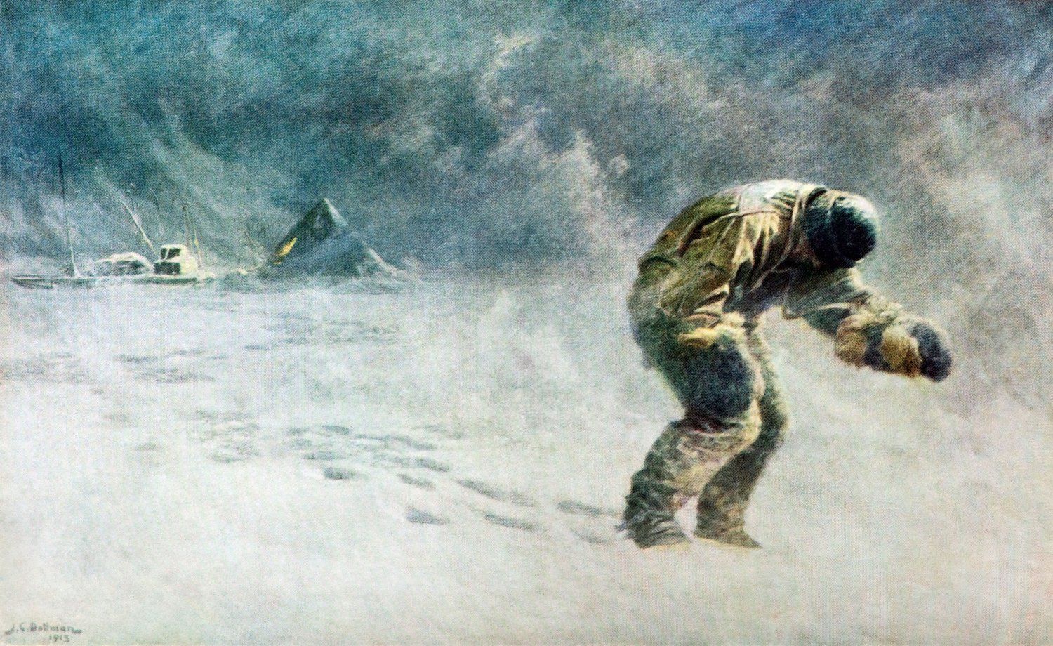 Südpol, Gemälde von J. C. Dollman, Lawrence Oates opfert sich