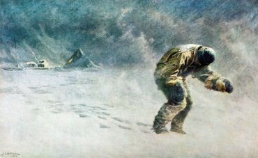 Südpol, Gemälde von J. C. Dollman, Lawrence Oates opfert sich