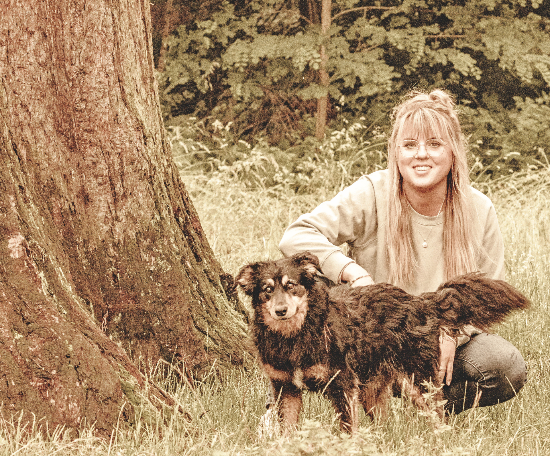 Titelbild Tierheilpraxis Iris Hack mit Hund vor Baum, Burghausen