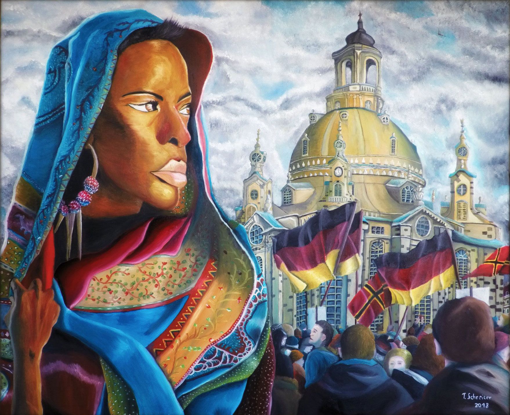 Dresden | Öl | Pegida Dresden Frauenkirche | Thomas Schreiter