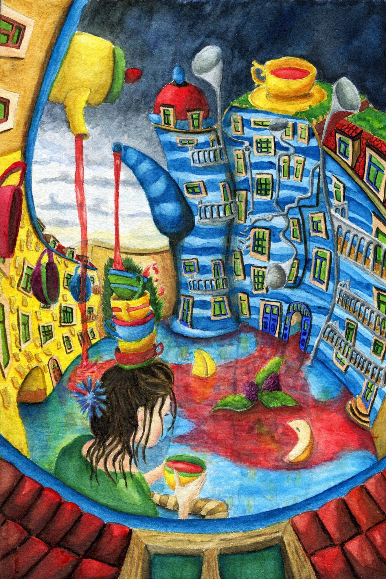 Teerausch I | Aquarell | Kunsthofpassage Dresden | Thomas Schreiter