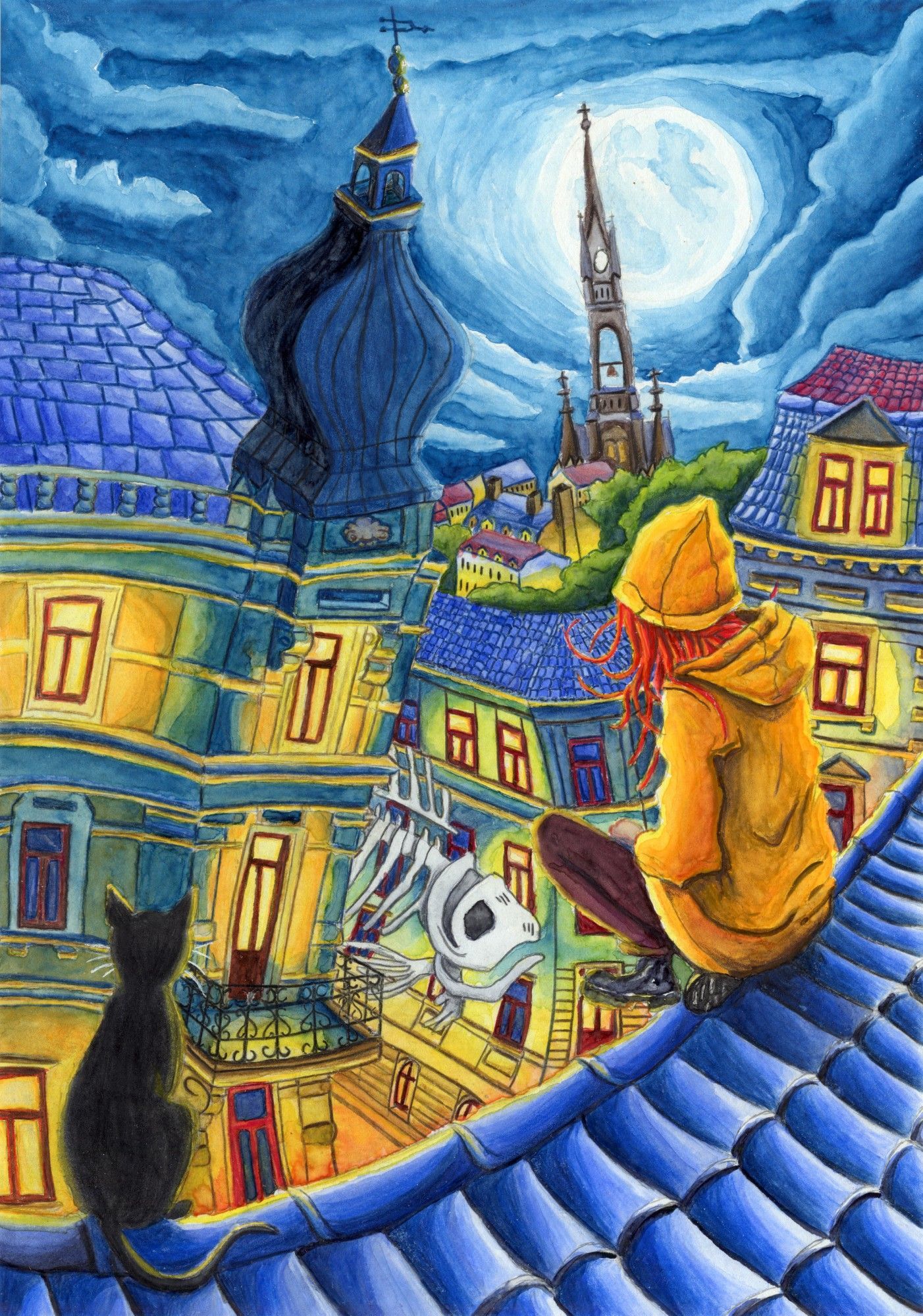 schiefes Eck | Aquarell | Dresden Neustadt | Thomas Schreiter