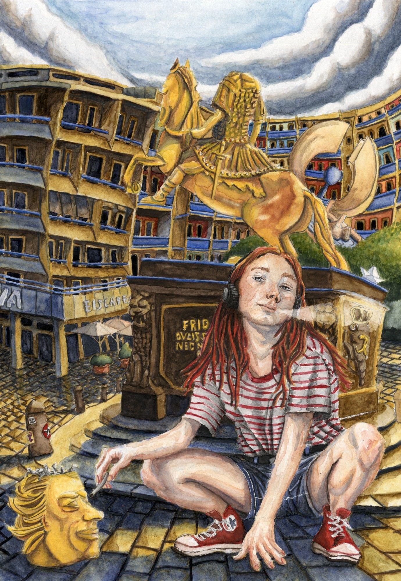 Ashes & Crowns | Aquarell | Goldener Reiter Dresden | Thomas Schreiter
