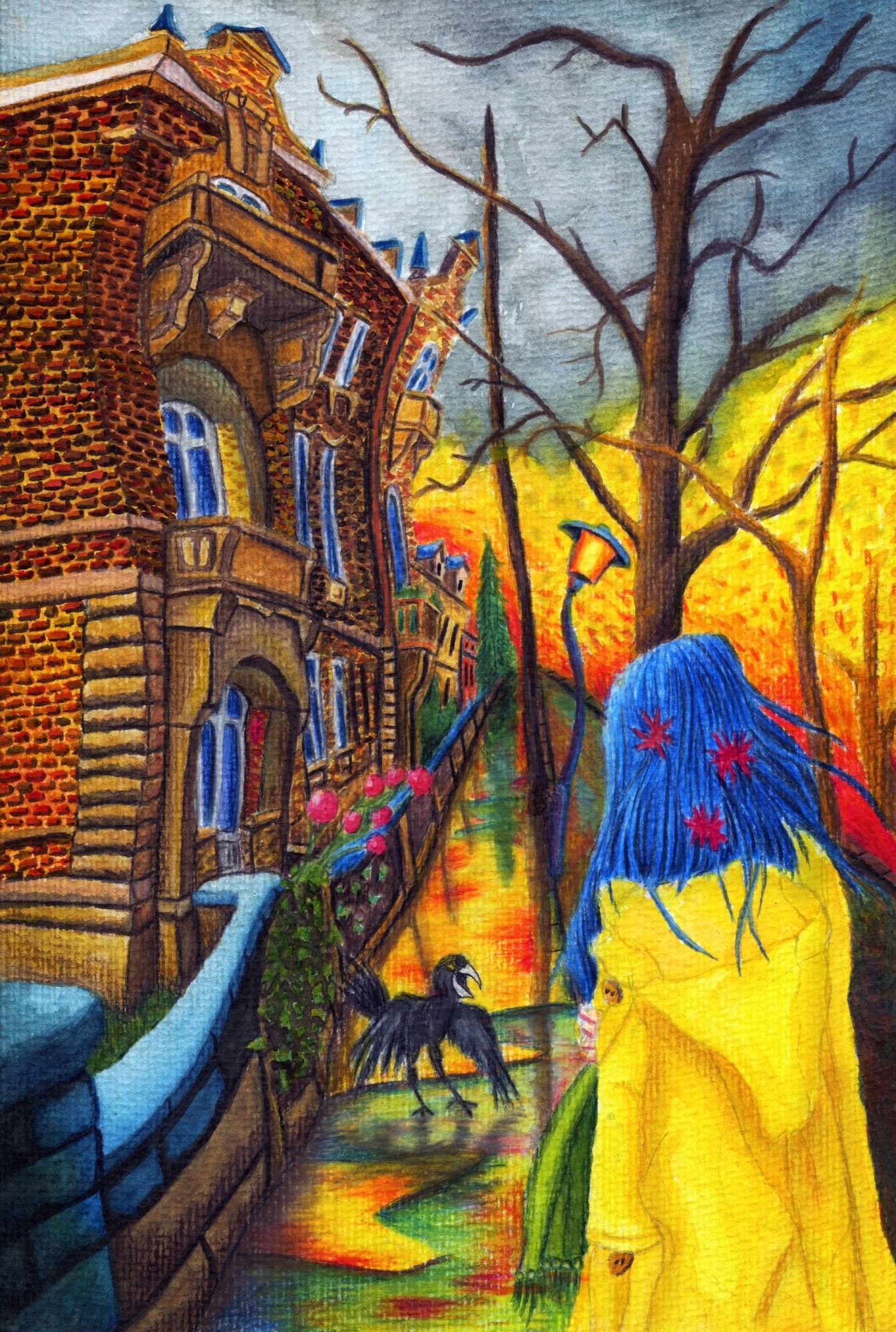 Autumn | Aquarell | Bachstraße Dresden | Thomas Schreiter