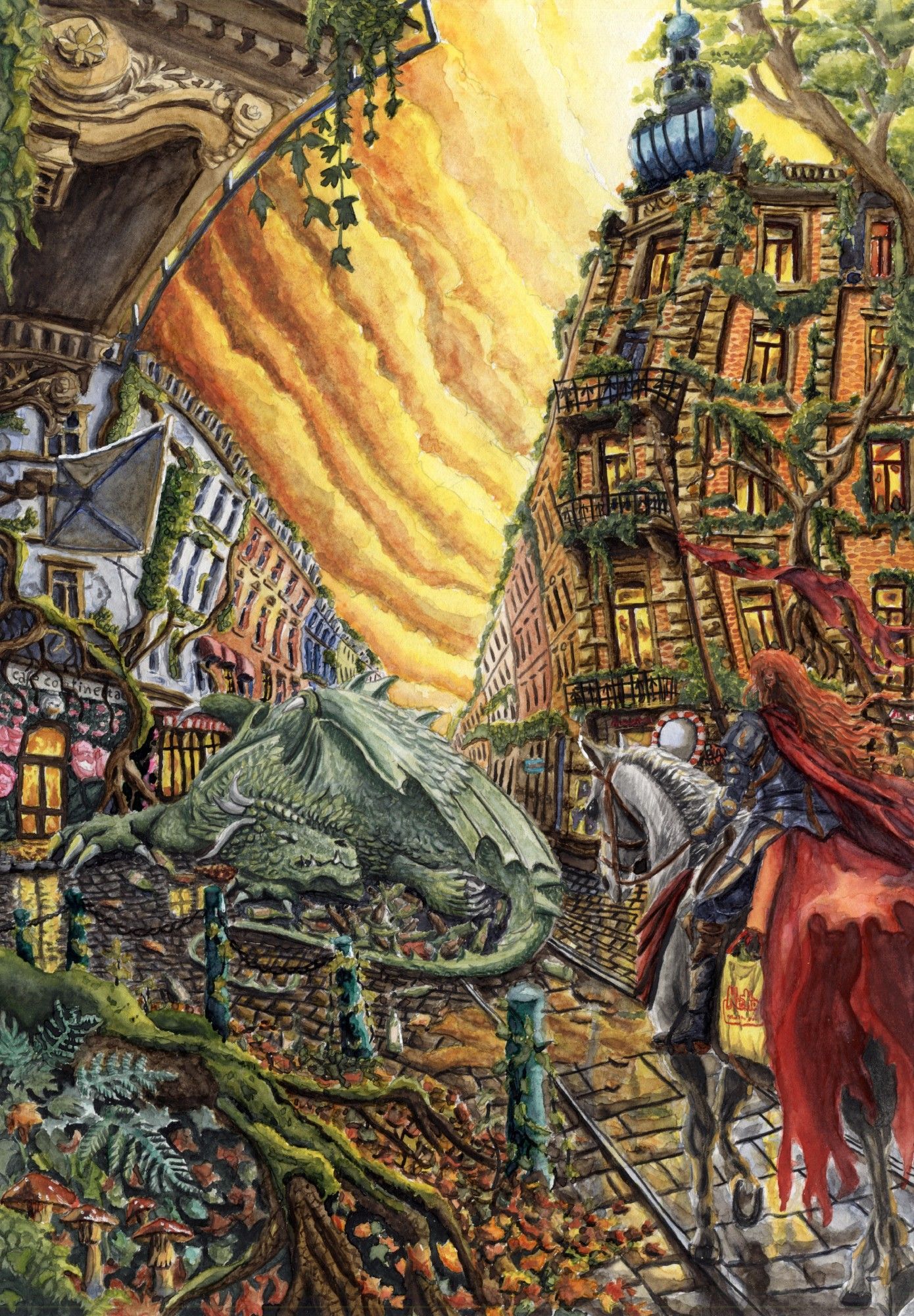 the bottle hoard | Aquarell | Schiefes Eck Dresden Neustadt | Thomas Schreiter