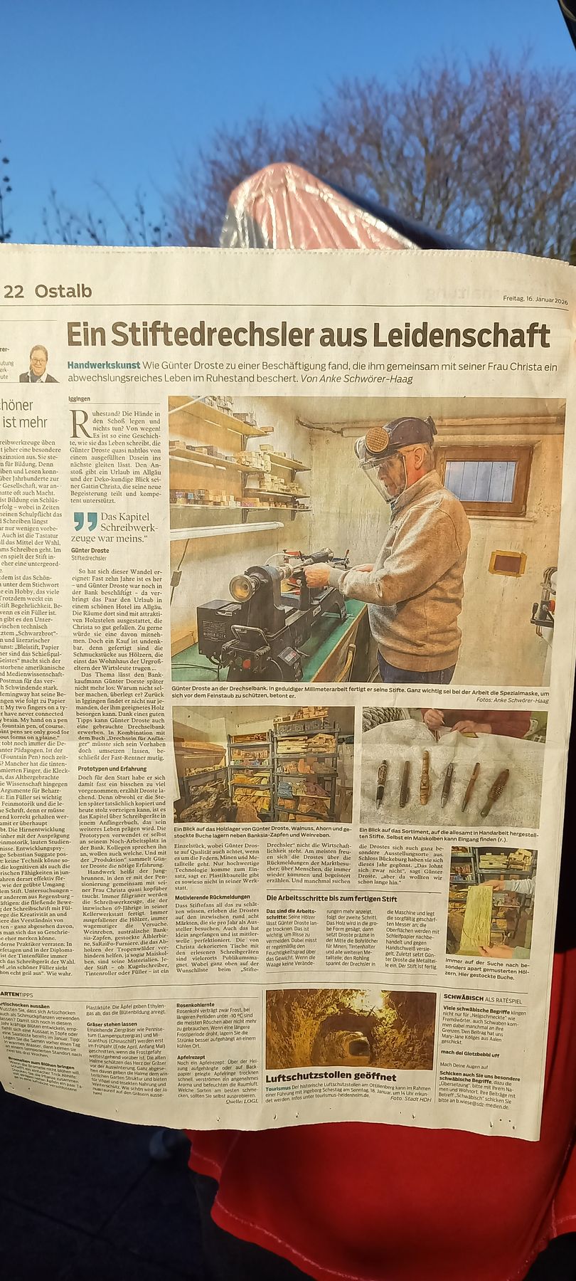 Zeitungsartikel in der Gmünder Tagespost v. 16. Januar 2026