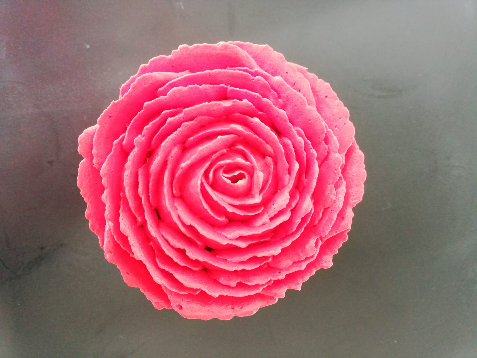 Bright pink buttercream piped open rose
