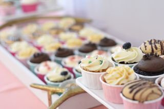 Selection of different  vanilla and chocolate cupcakes