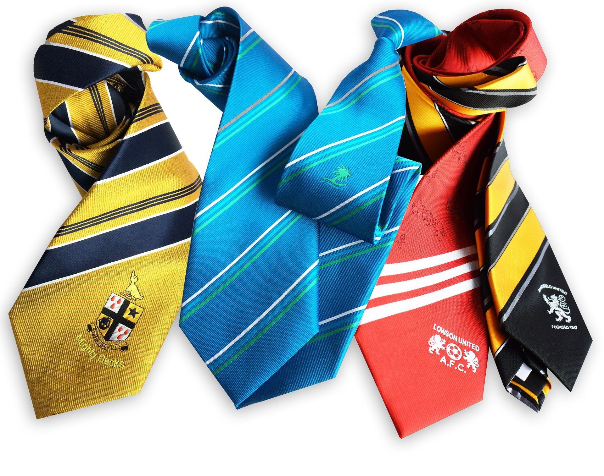 Sports club ties, football club ties, min qty 25pcs