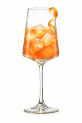 Terry Spritz im Gambit-Weinglas, als Aquarell illustriert