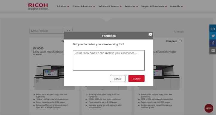 A simple feedback popup window