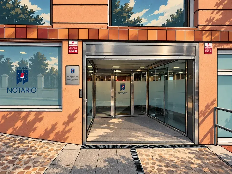 Entrada de la Notaría Ramos-Villagrá en Plaza del Ejército, Ávila