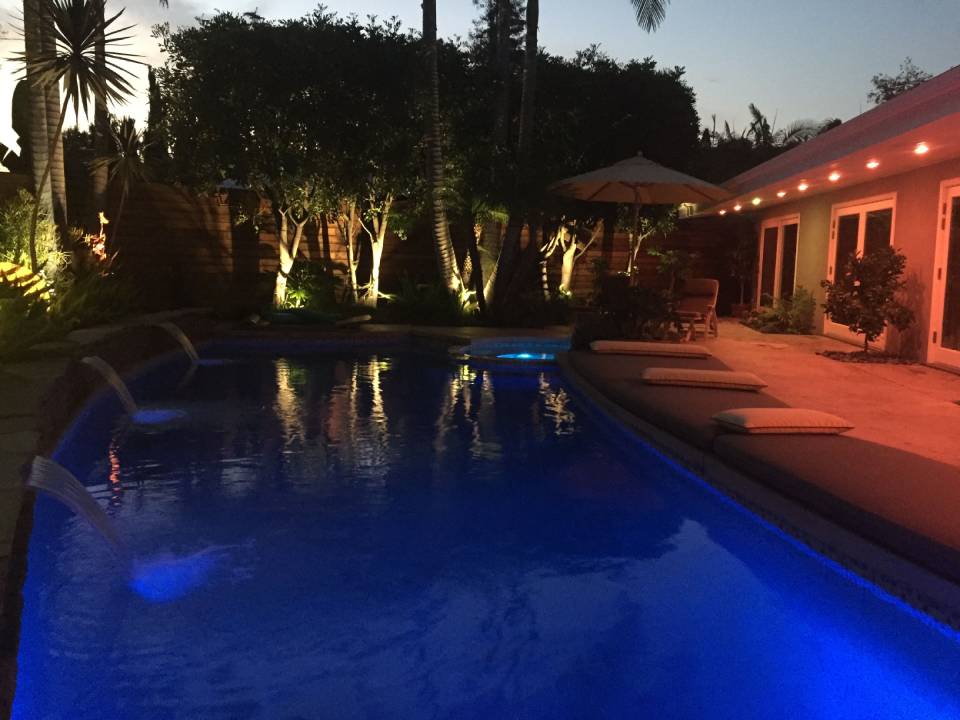 Pool lighting at night