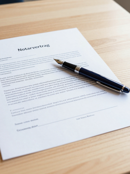 Notarvertrag Schreibtisch Stift