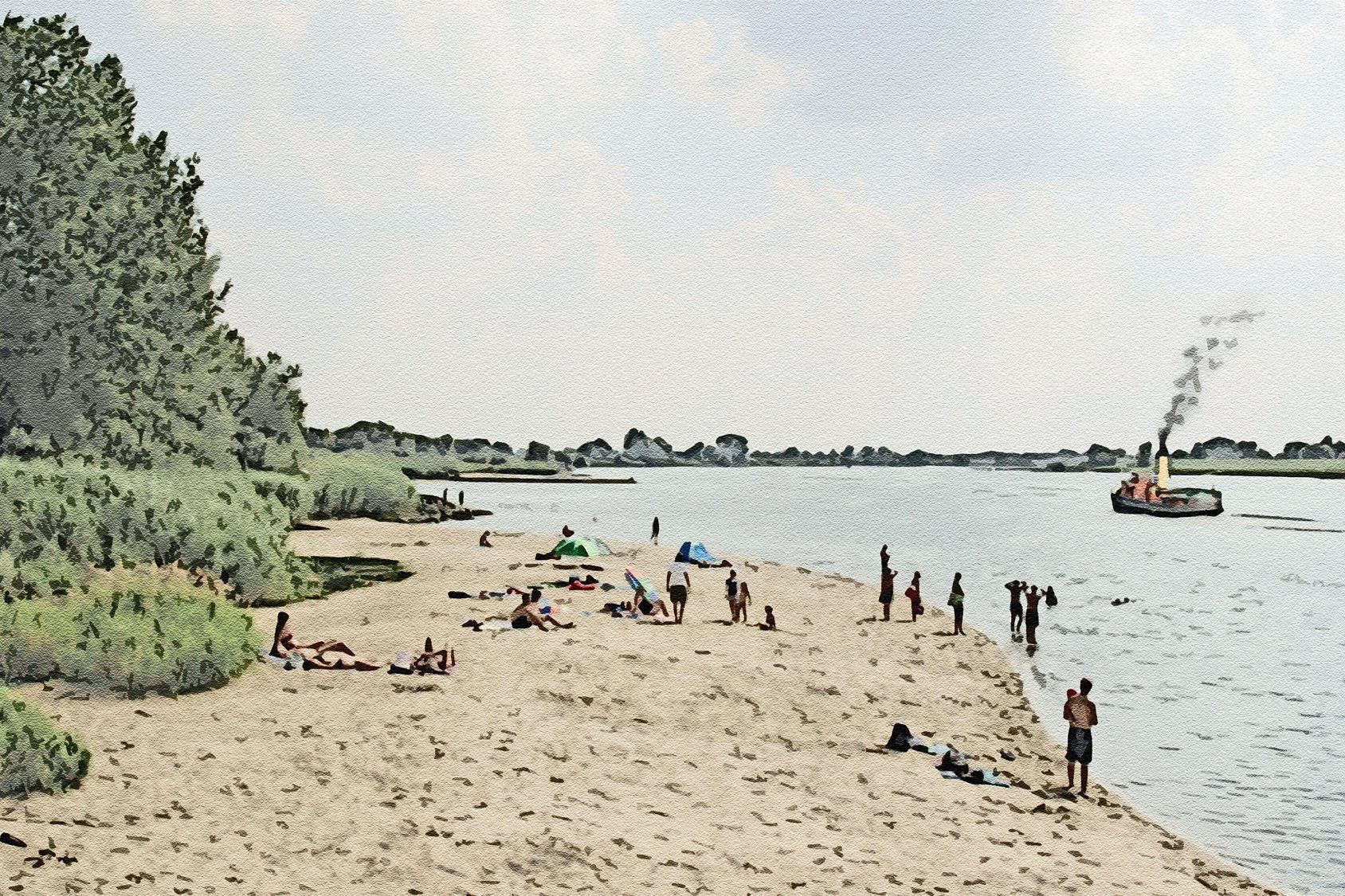 Strand an der Elbe bei Hamburg