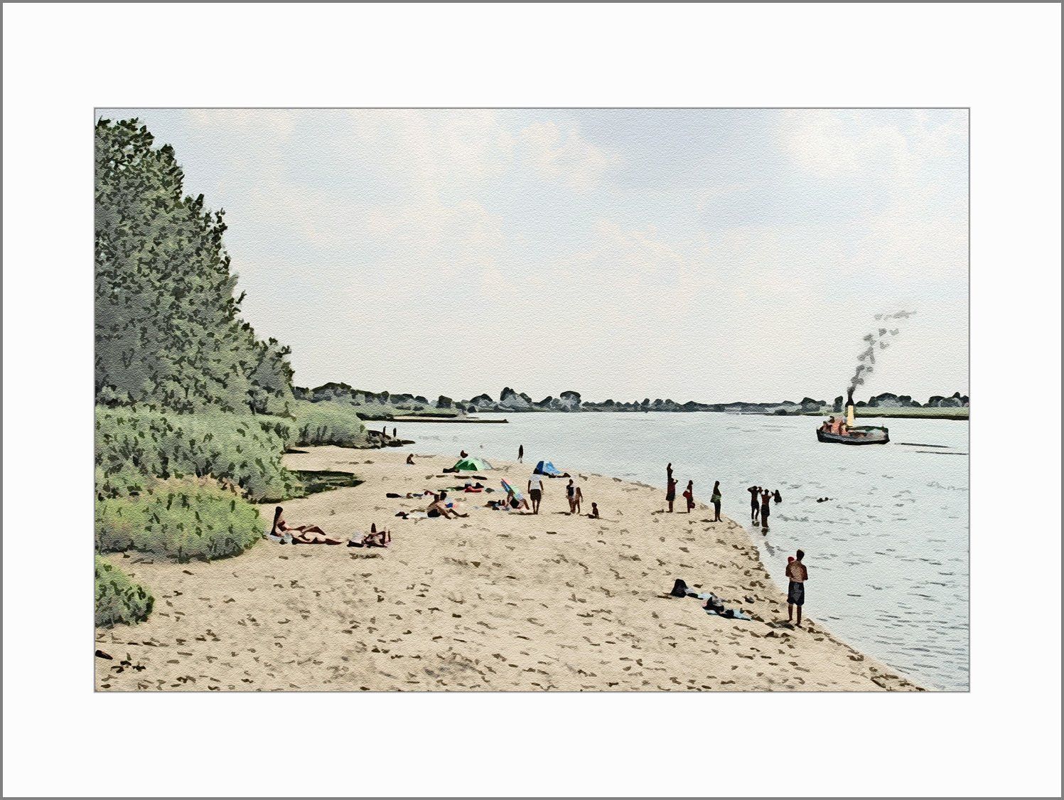 Strand an der Elbe bei Hamburg
