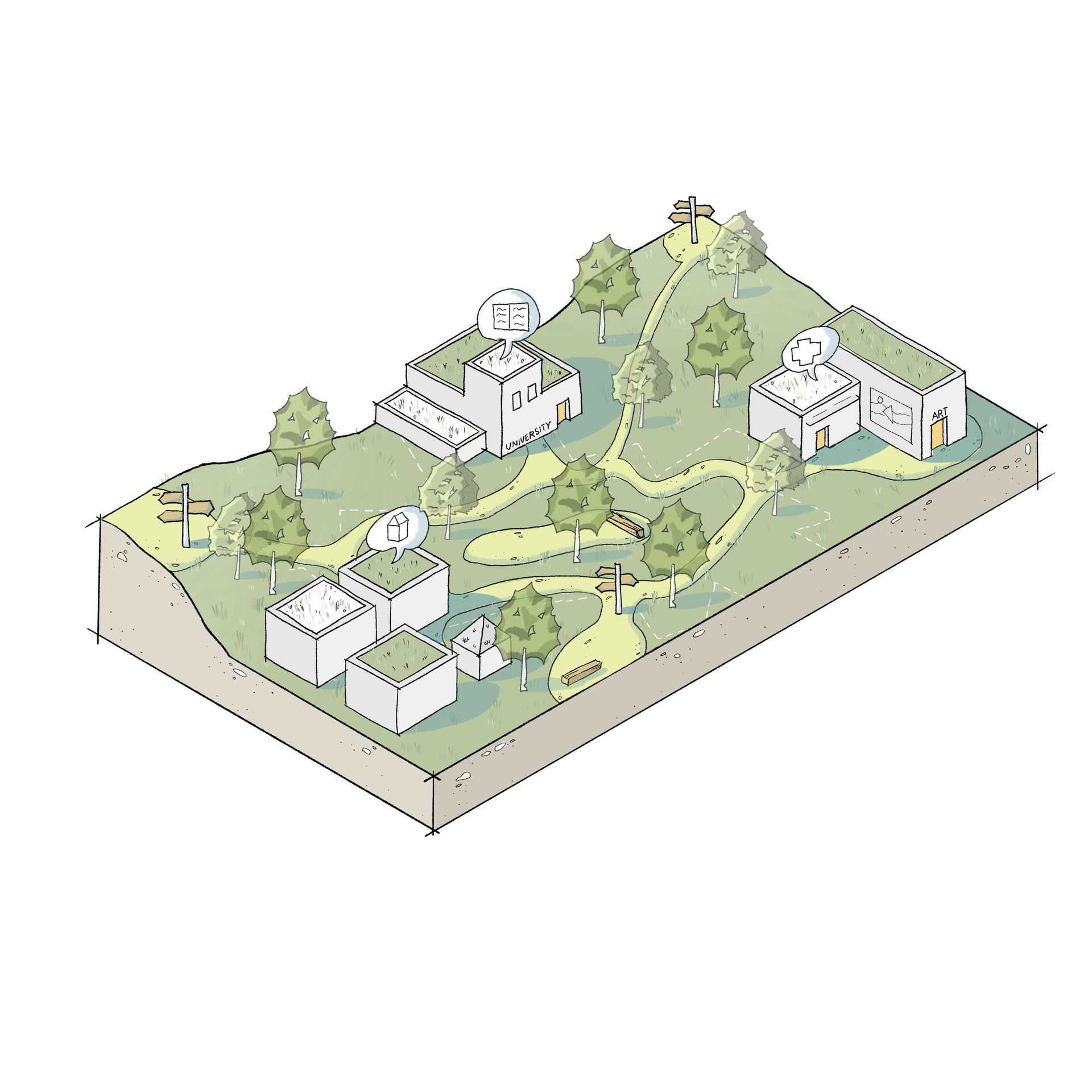 Konzeptblock: Illustration eines Konzeptblocks. Städtebaulich, Thema Gesamtkonzept.