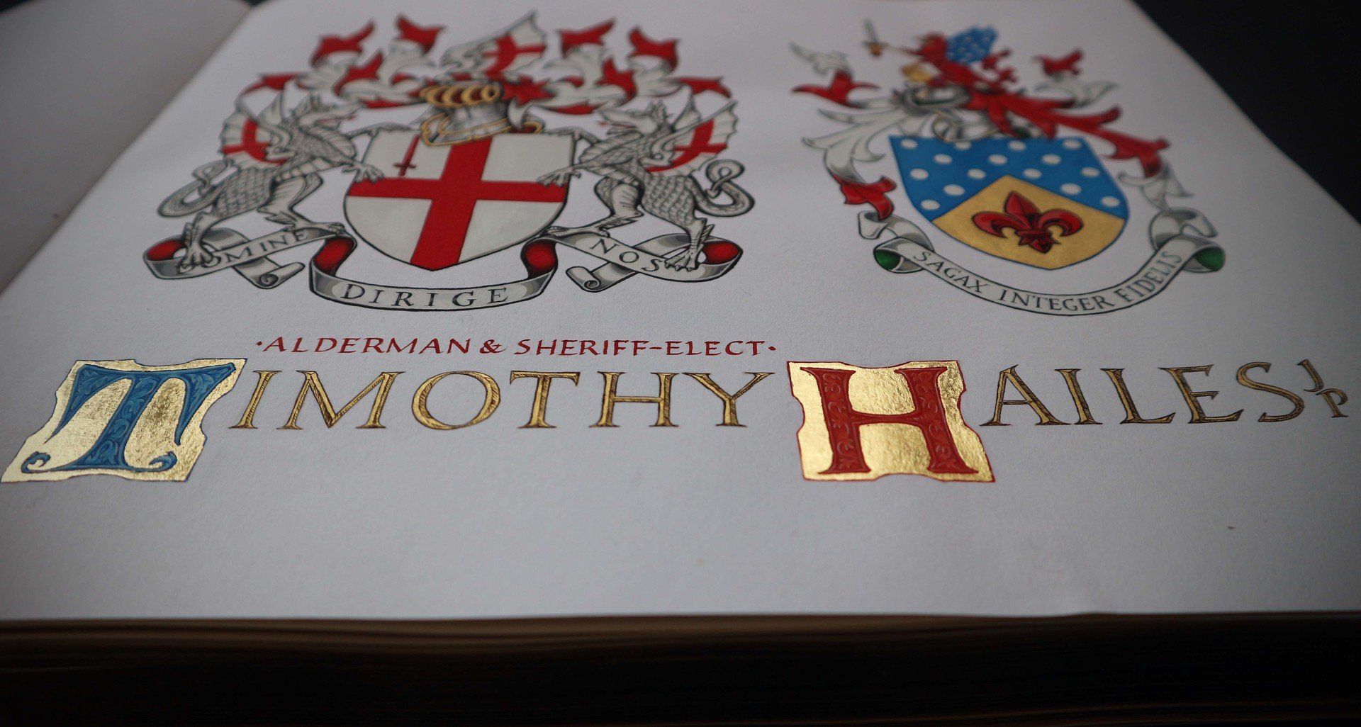 Front Page, Donor's book for the Sheriff Elect © Attilio Medda