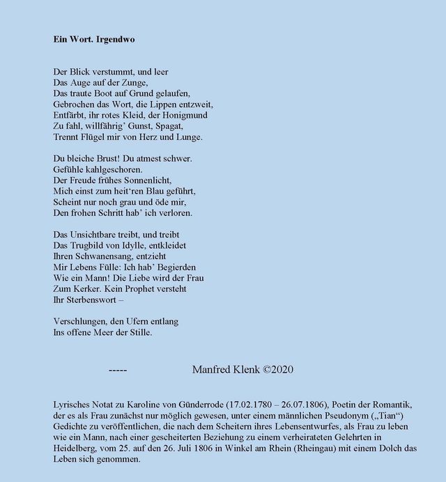 Gedicht Von Manfred Klenk