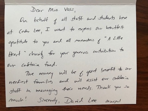 Hand-written thank you card