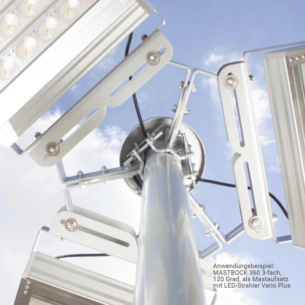 Mastmontage dreifach LED Flutlicht