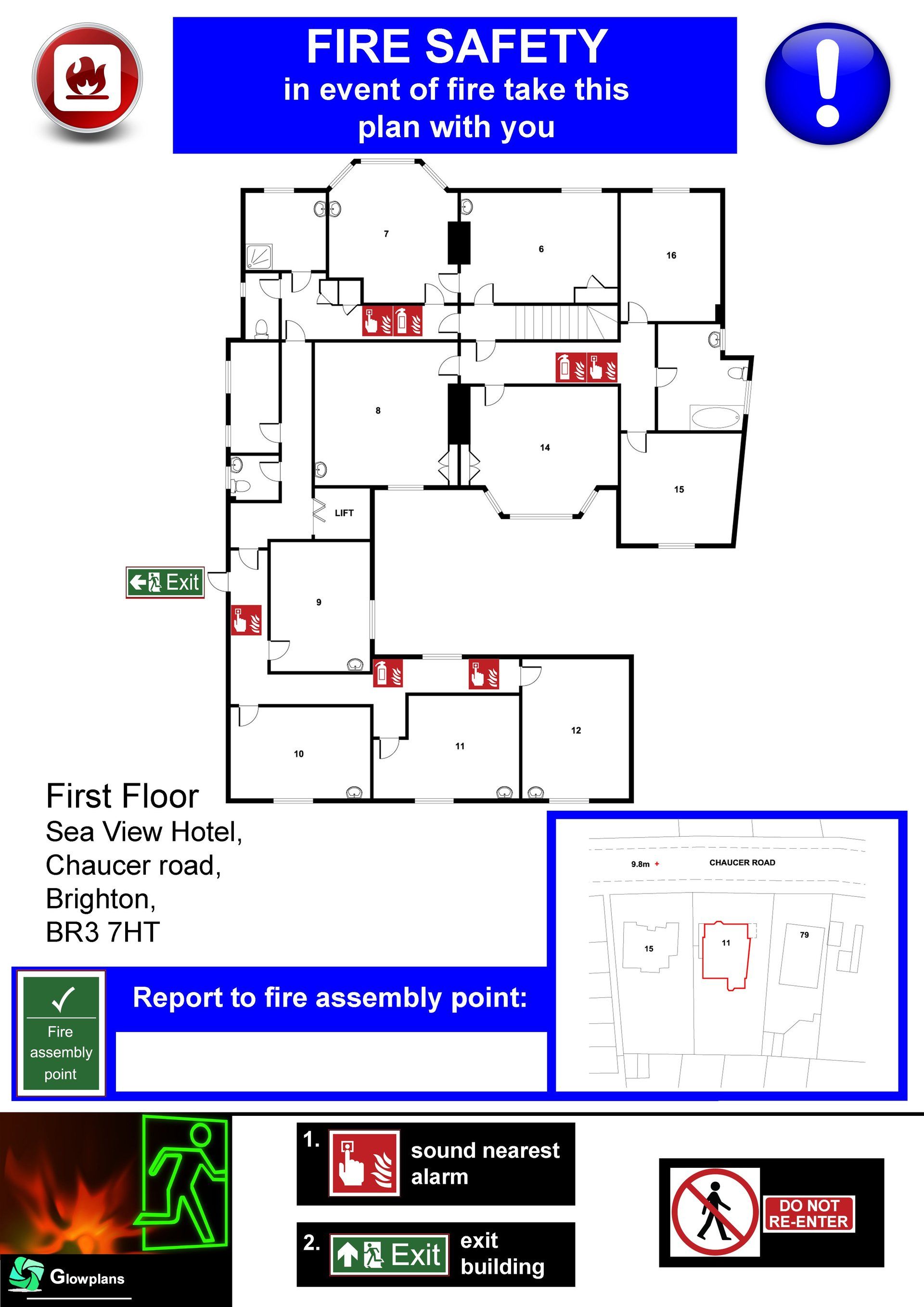 Building safety plans, floorplans for business fire escape