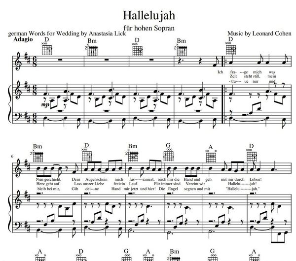 Hallelujah Text Deutsch Kirche Hochzeit