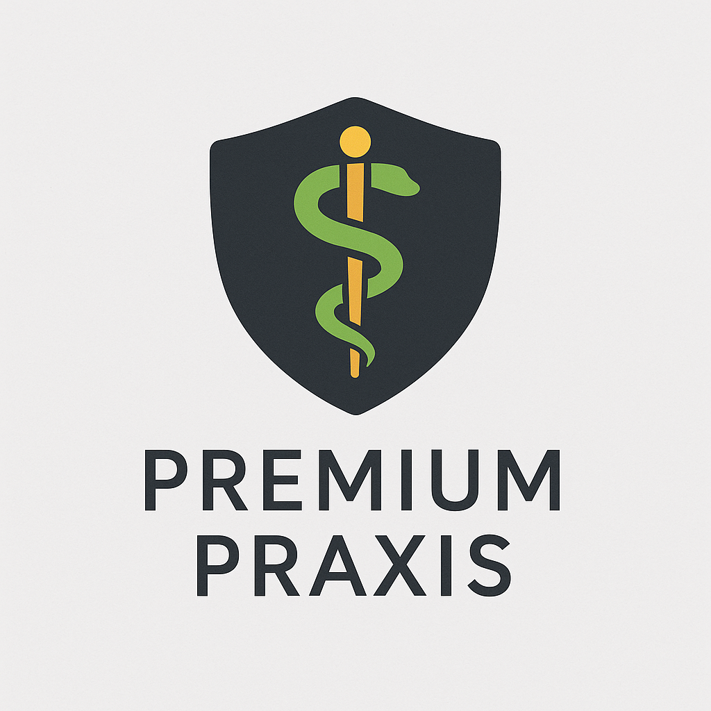 Logo Premium Praxis – exklusives Beratungspaket von Arztpraxisrecht.de für Ärzte und MVZ