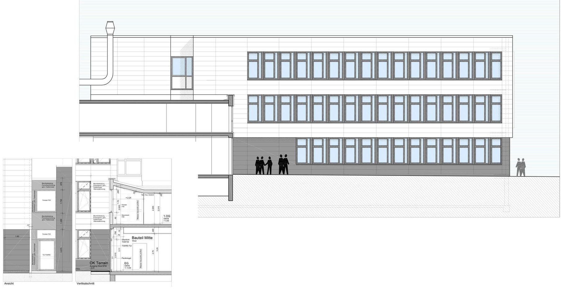 Planung der Fassadensanierung der Theodor-Heuss-Schule durch das Architekturbüro Marina Hoffmann