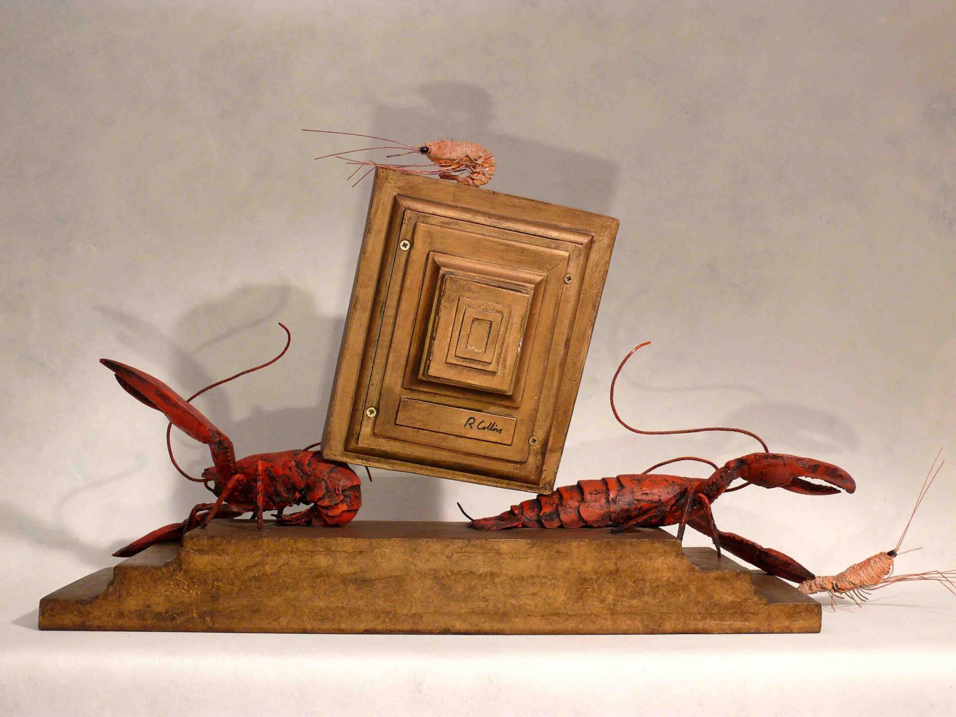 Kaminuhr mit Hummer und Krabbe - Rückseite