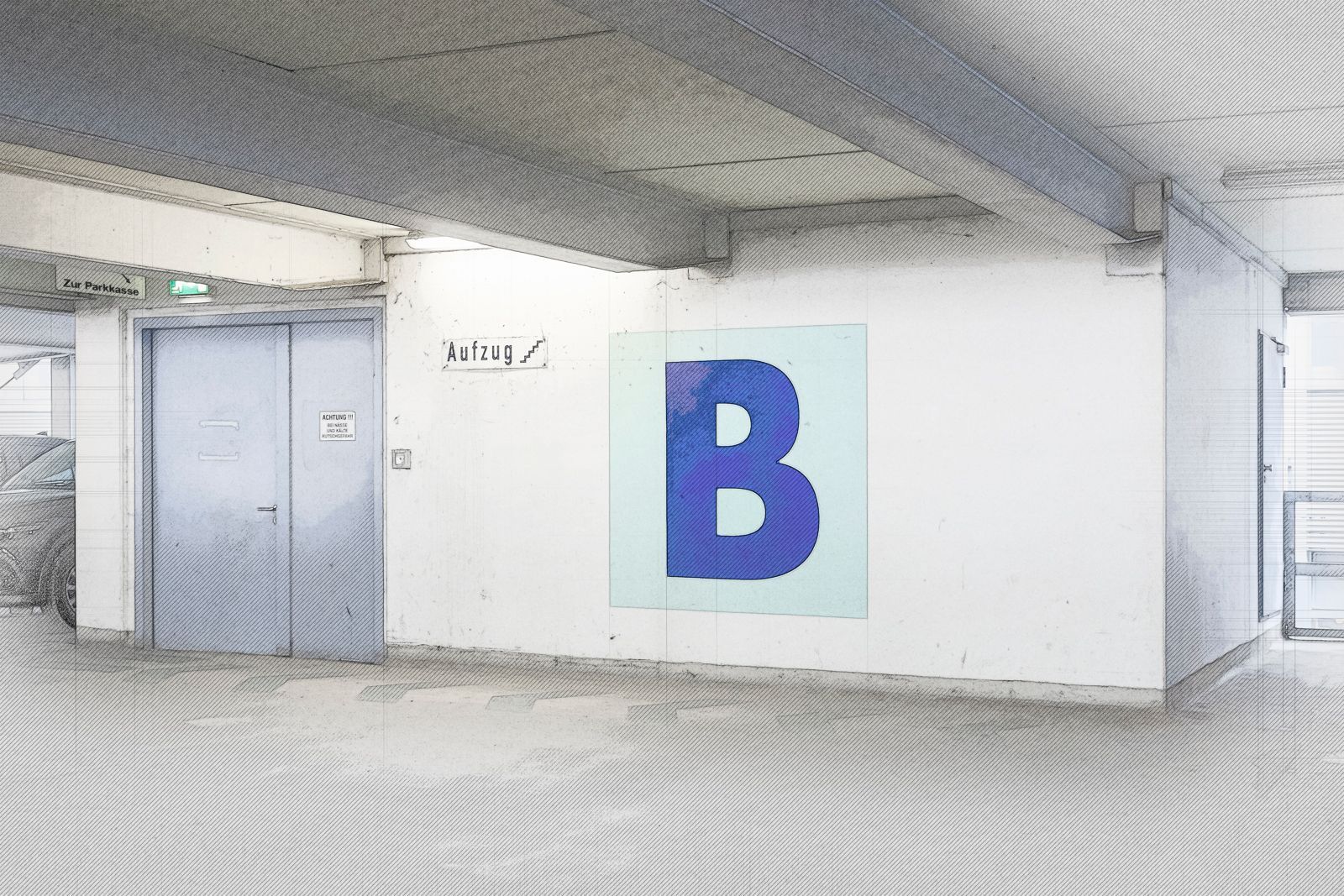 Parkhaus, Skizzen-Look