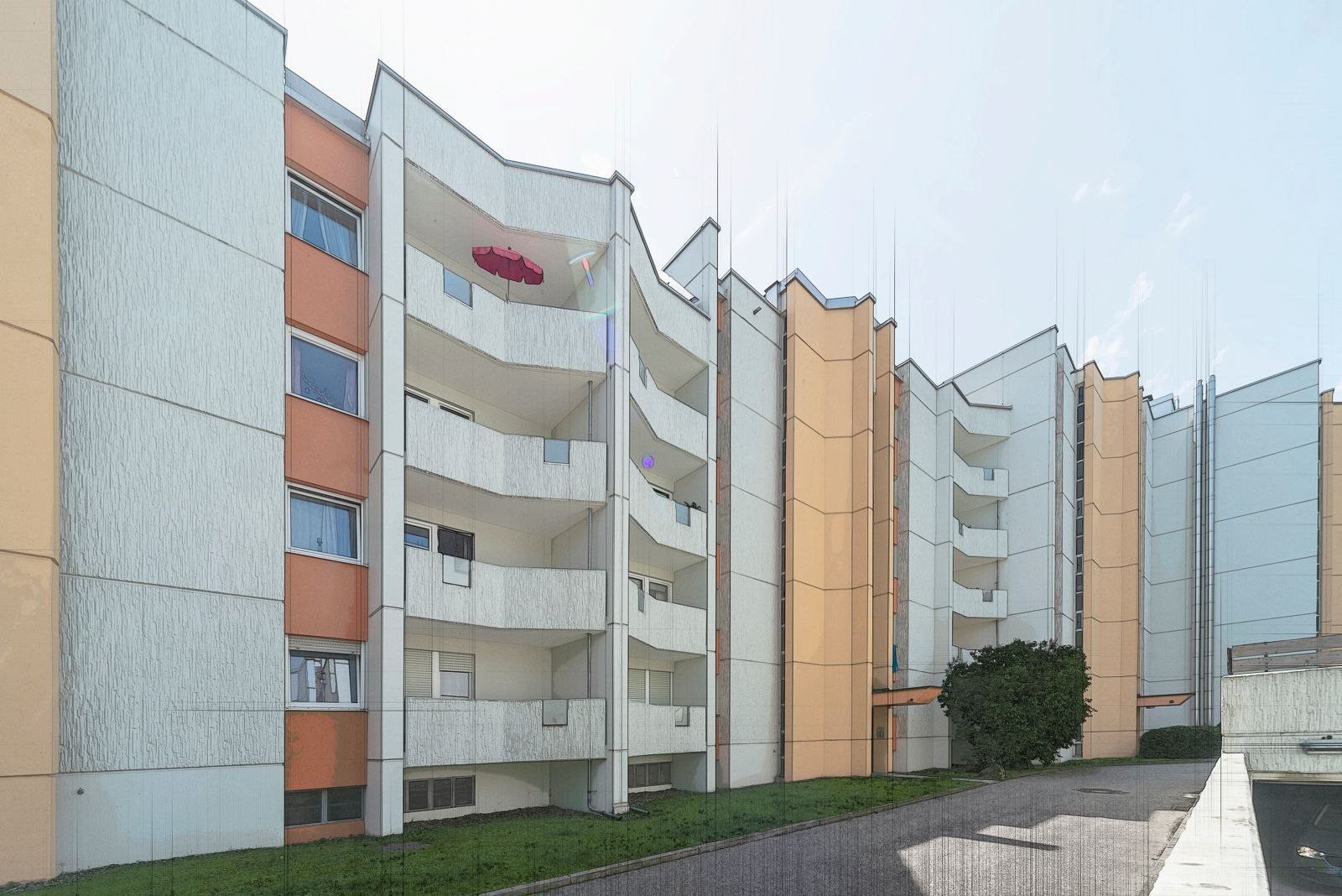 Wohnblock in Rosenheim, Skizzen-Look