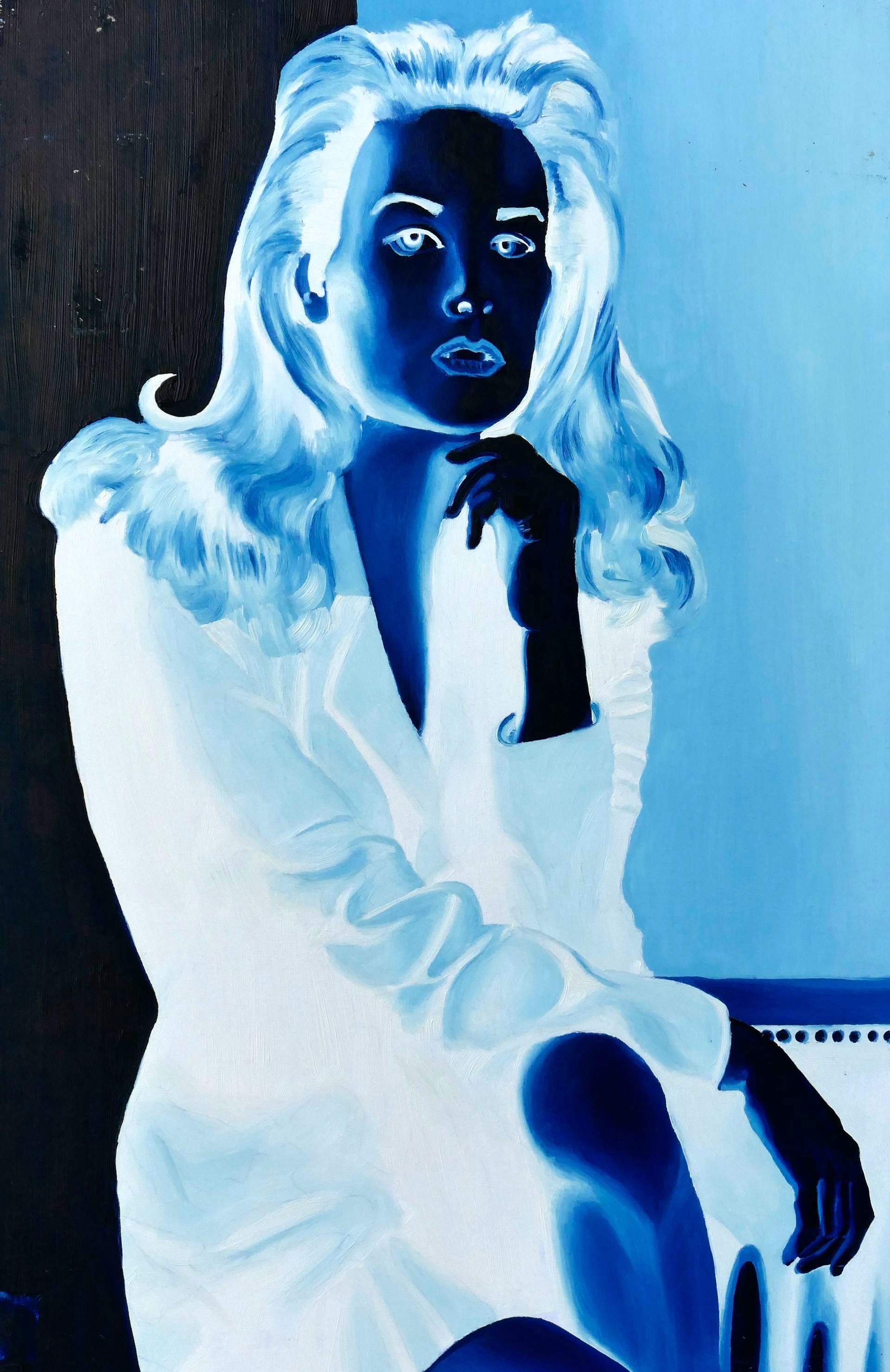 schauspielerin demi moore sitzend mit hand unter kinn, 