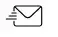 Briefumschlag-Symbol mit nach links zeigendem Pfeil zur Anzeige einer Email-Adresse. 