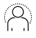 Schwarzes Umriss-Symbol einer Person in einem Kreis auf weißem Hintergrund